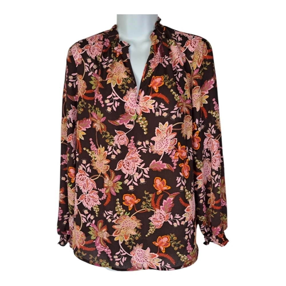 Nanette Lepore Floral Print Women's Top - Multicolor Tie neck